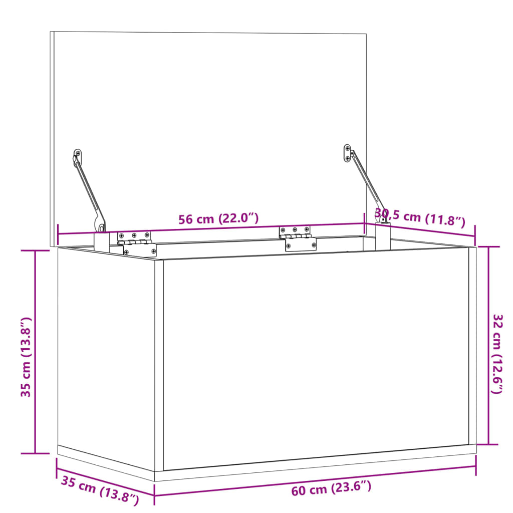 Opbergbox 60X35X35 Cm Bewerkt Hout Wit