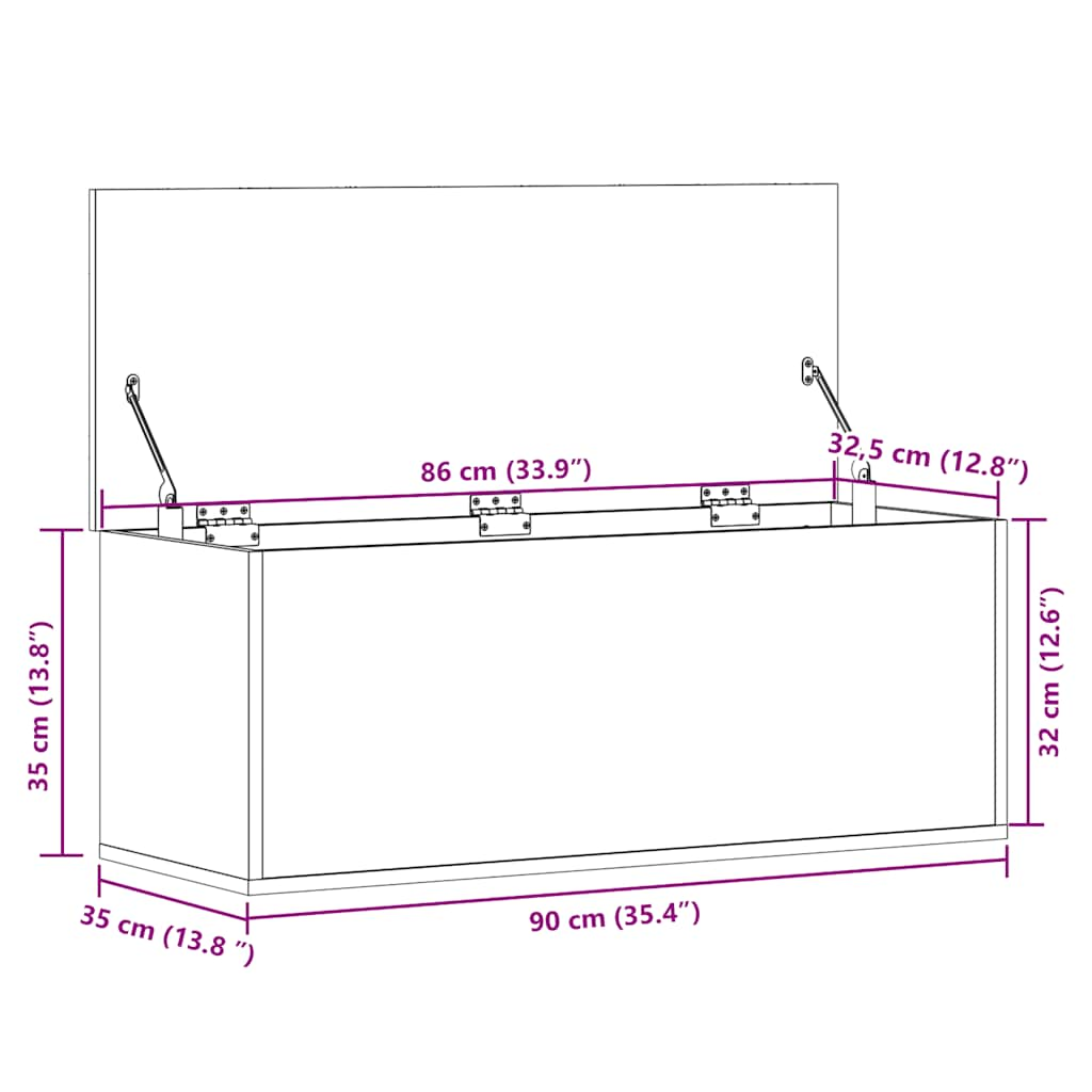 Opbergbox 90X35X35 Cm Bewerkt Hout Wit