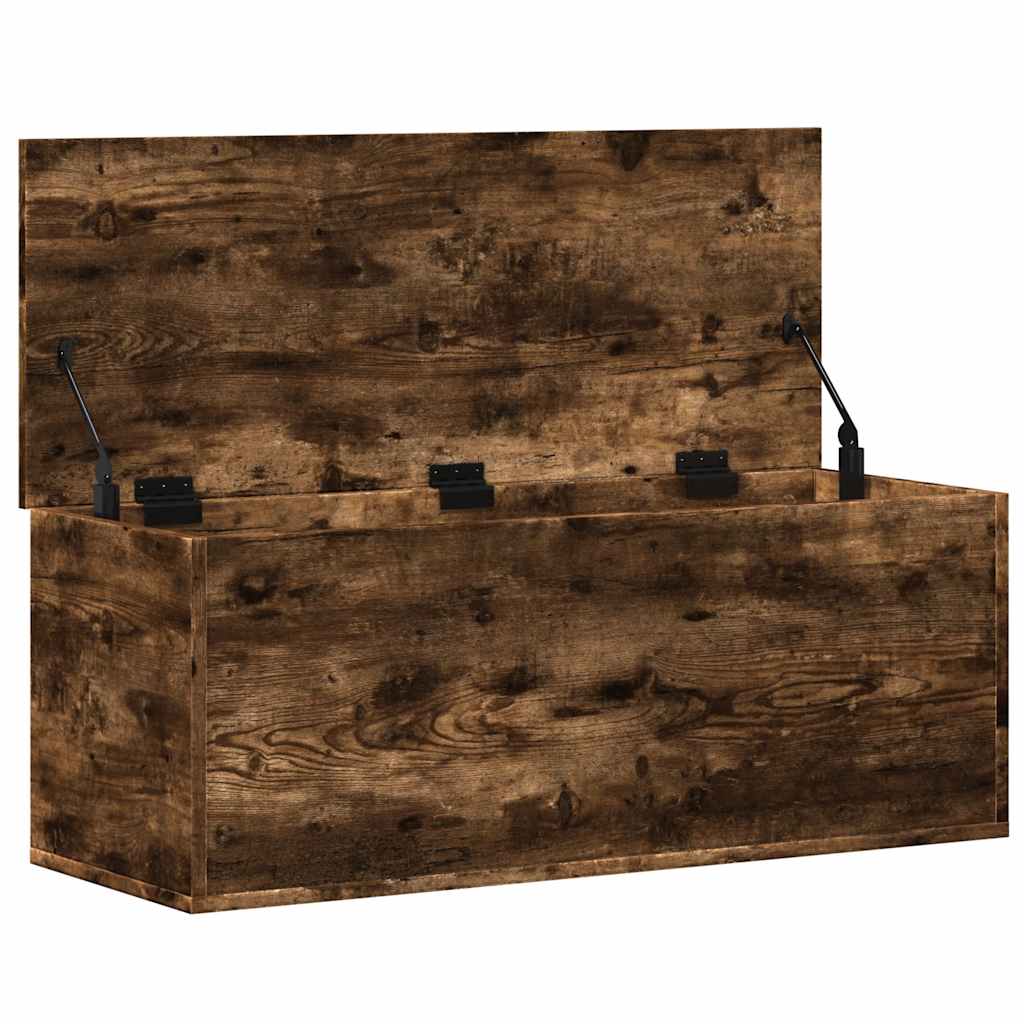 Opbergbox 90X35X35 Cm Bewerkt Hout Gerookt Eikenkleurig Oranje En Zwart