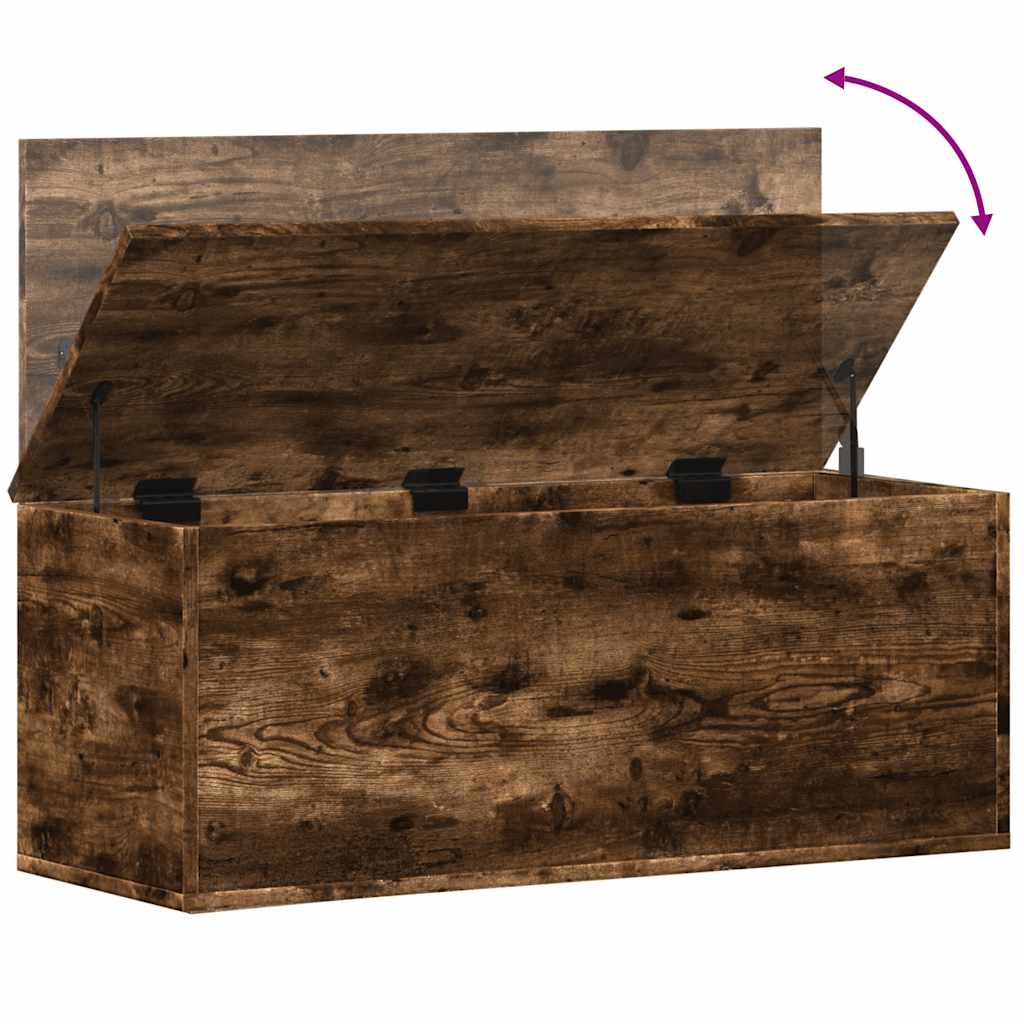 Opbergbox 90X35X35 Cm Bewerkt Hout Gerookt Eikenkleurig Oranje En Zwart