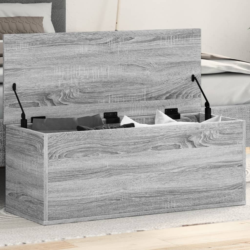 Opbergbox 90X35X35 Cm Bewerkt Hout Grijs Sonoma Eikenkleurig Mangohout (Naturel)