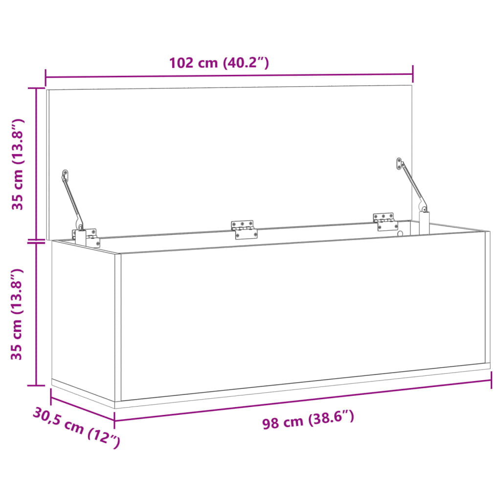 Opbergbox 102X35X35 Cm Bewerkt Hout Wit Groen En Wit