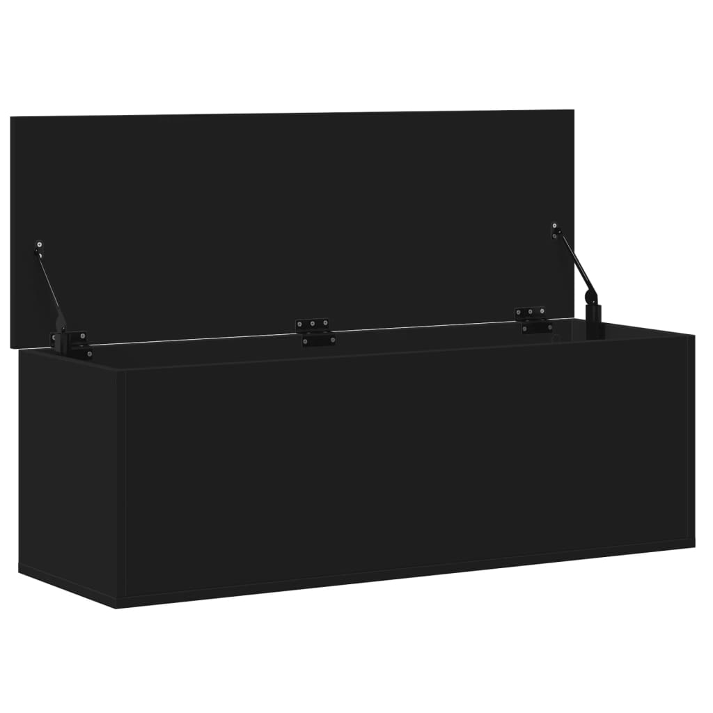 Opbergbox 102X35X35 Cm Bewerkt Hout Zwart Lichtgrijs En Wit