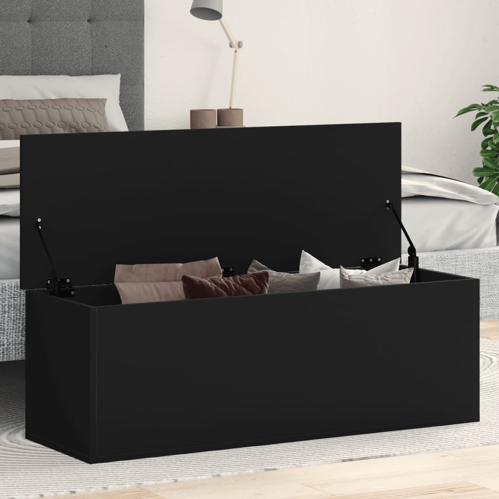 Opbergbox 102X35X35 Cm Bewerkt Hout Zwart Lichtgrijs En Wit