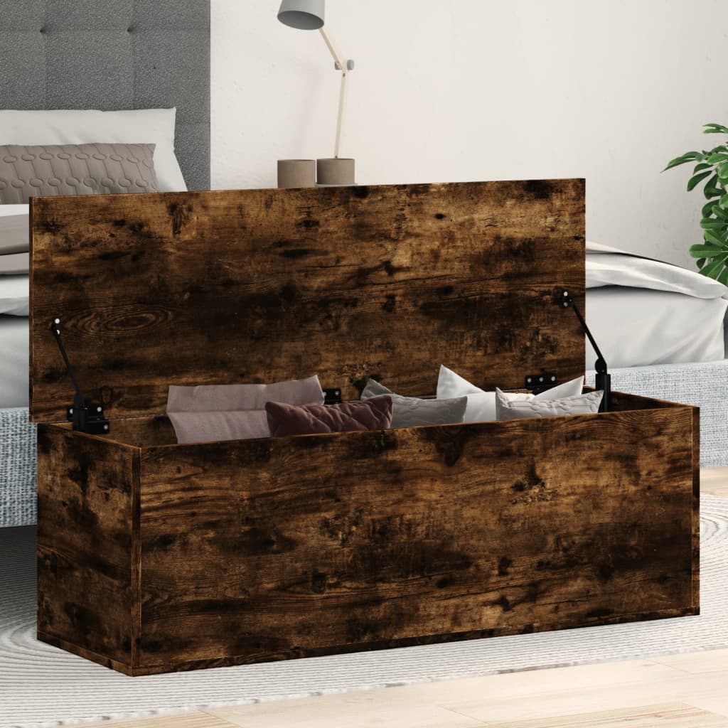 Opbergbox 102X35X35 Cm Bewerkt Hout Gerookt Eikenkleurig