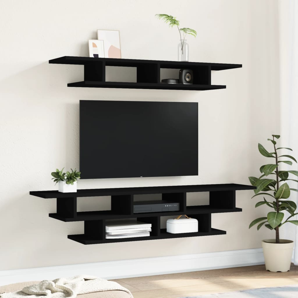 Tv-Wandmeubelset Bewerkt Hout