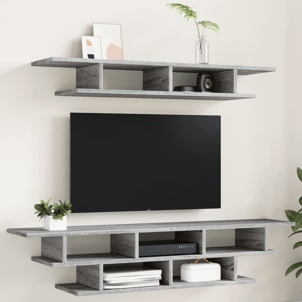 Tv-Wandmeubelset Bewerkt Hout