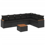 8-Delige Loungeset Met Kussens Poly Rattan Zwart