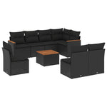9-Delige Loungeset Met Kussens Poly Rattan Zwart