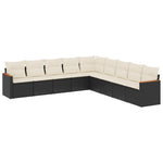 9-Delige Loungeset Met Kussens Poly Rattan Zwart