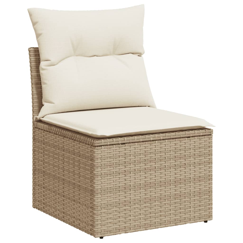 10-Delige Loungeset Met Kussens Poly Rattan Beige