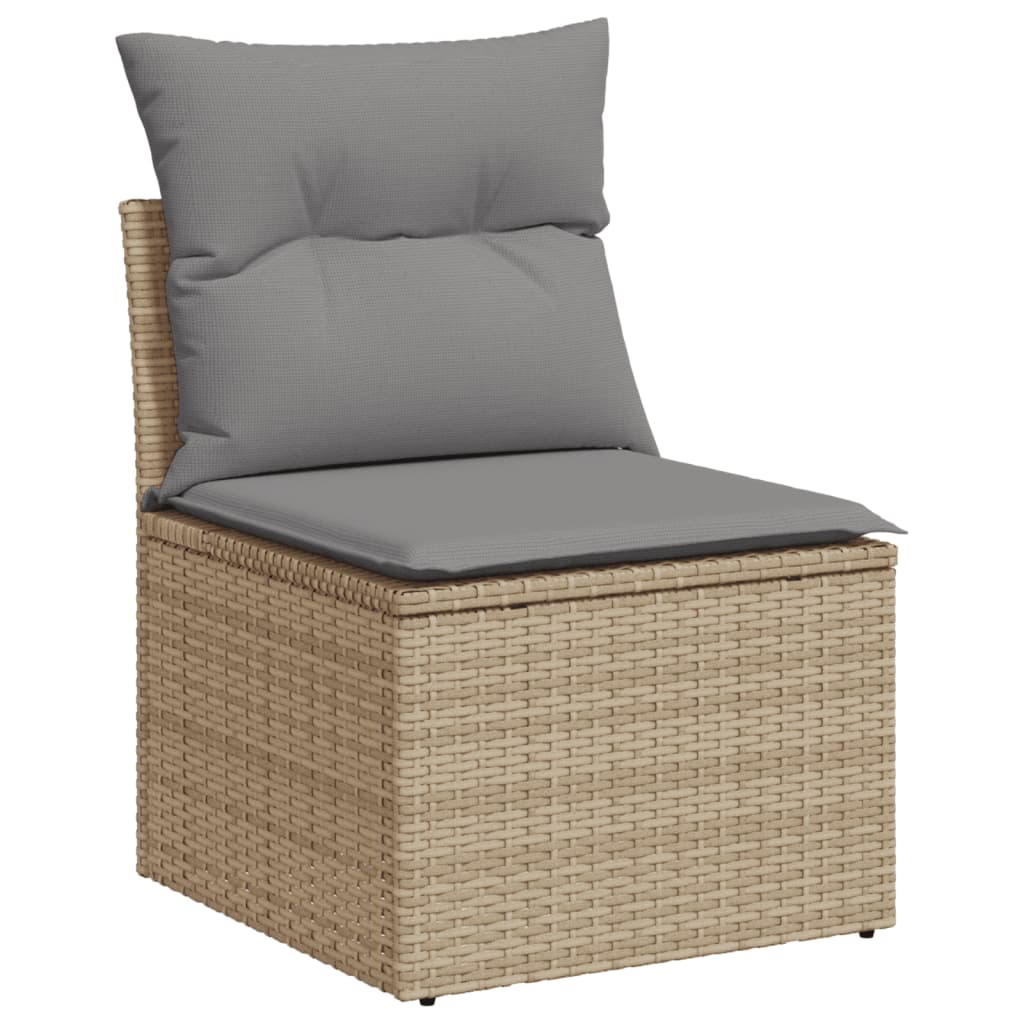 10-Delige Loungeset Met Kussens Poly Rattan Gemengd Beige