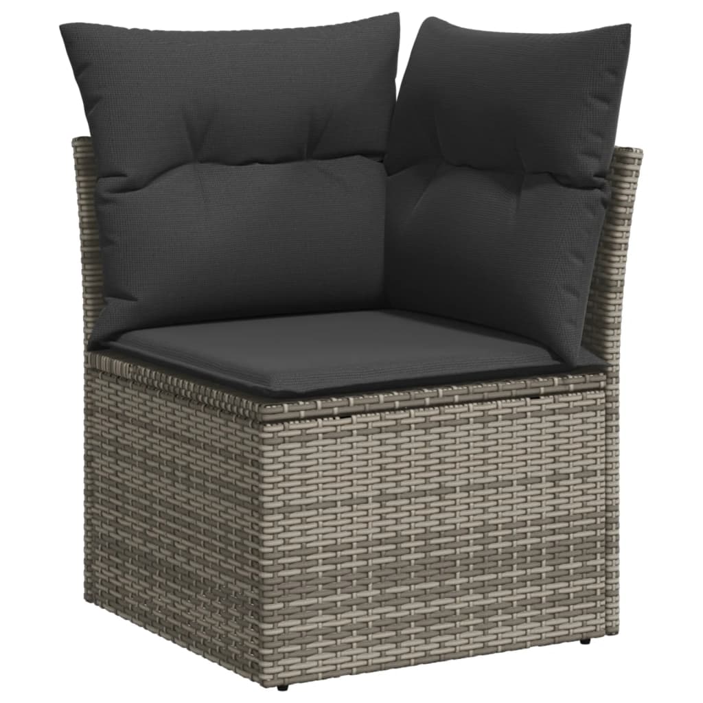 11-Delige Loungeset Met Kussens Poly Rattan Grijs