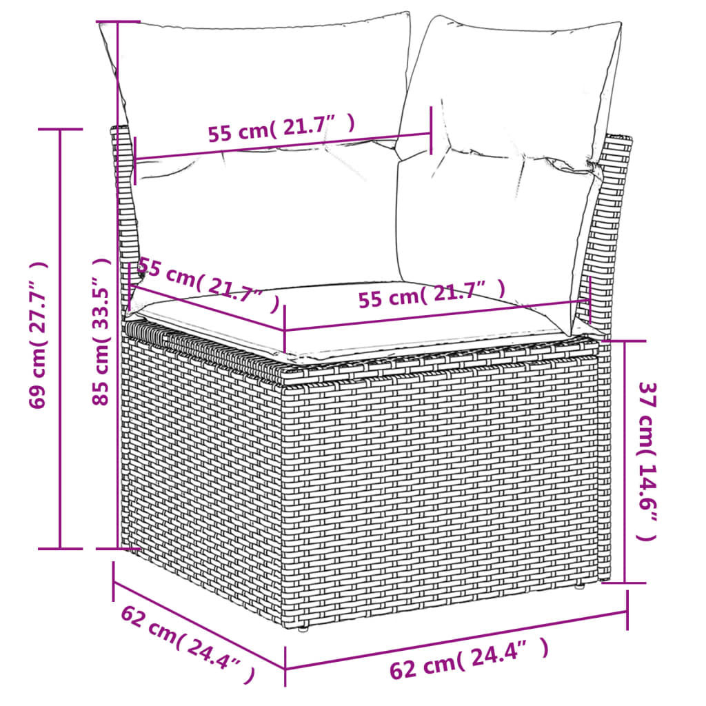 11-Delige Tuinset Met Kussens Poly Rattan Beige