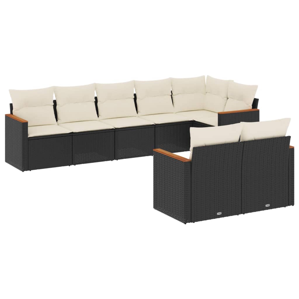 8-Delige Loungeset Met Kussens Poly Rattan Zwart