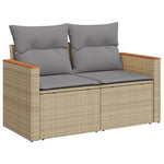 8-Delige Loungeset Met Kussens Poly Rattan Gemengd Beige