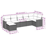 7-Delige Loungeset Met Kussens Poly Rattan Grijs