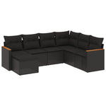 7-Delige Loungeset Met Kussens Poly Rattan Zwart