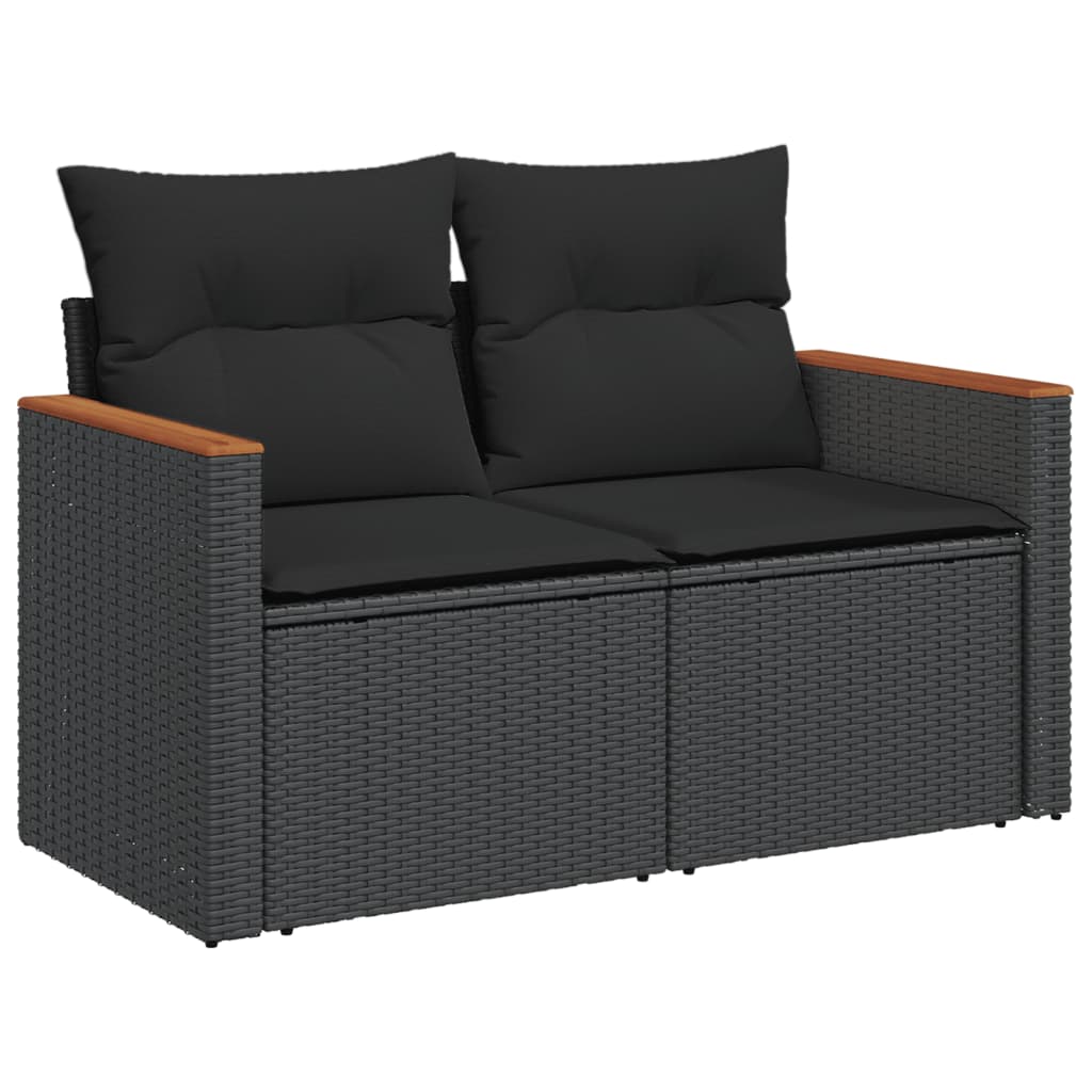 8-Delige Loungeset Met Kussens Poly Rattan Zwart