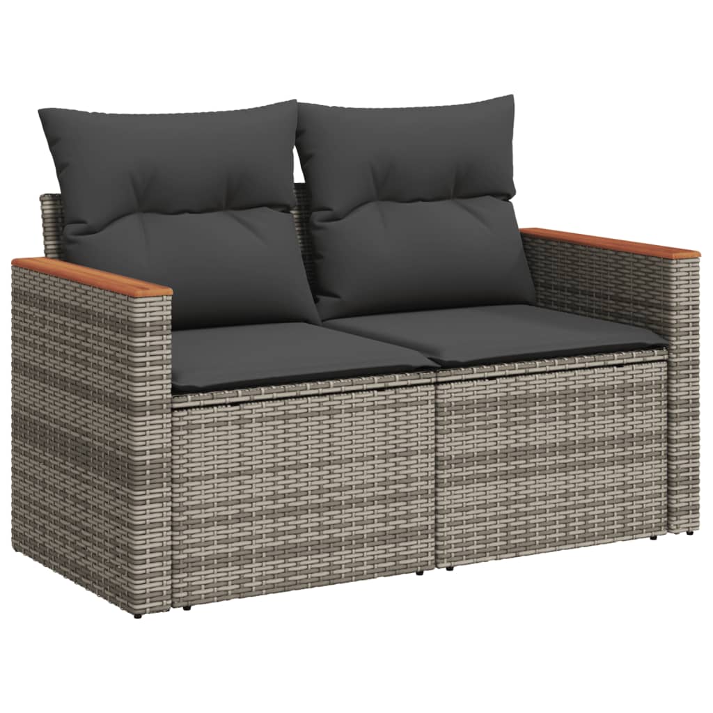 8-Delige Loungeset Met Kussens Poly Rattan Grijs