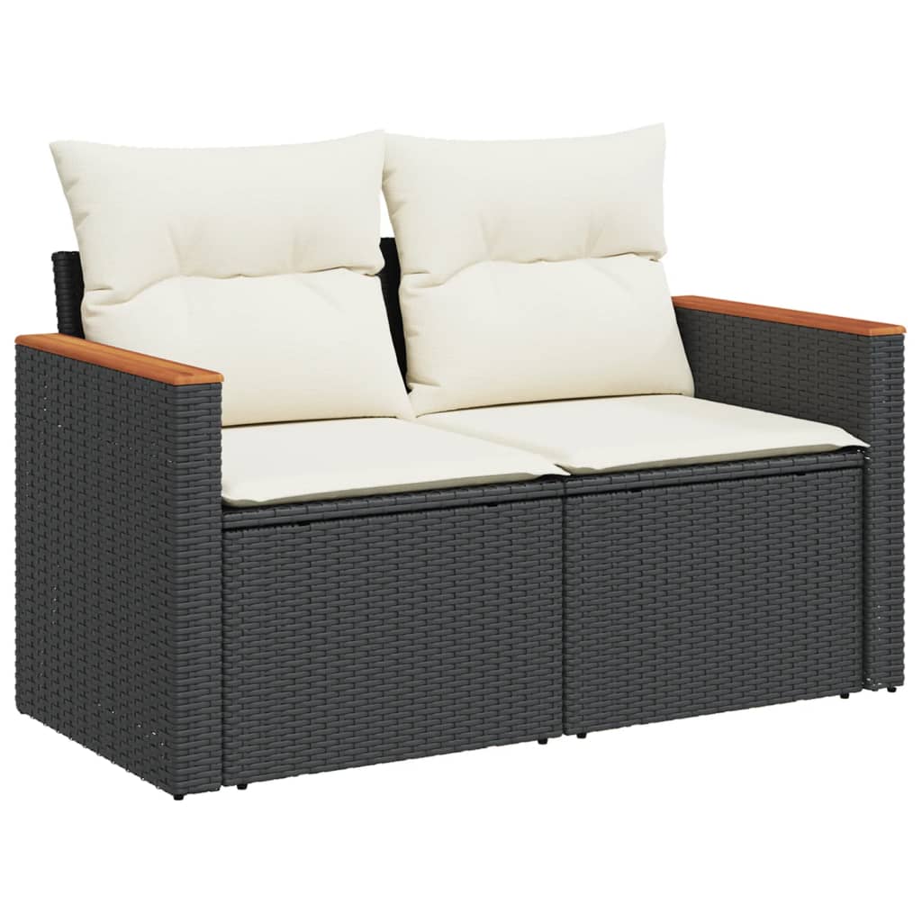 9-Delige Loungeset Met Kussens Poly Rattan Zwart