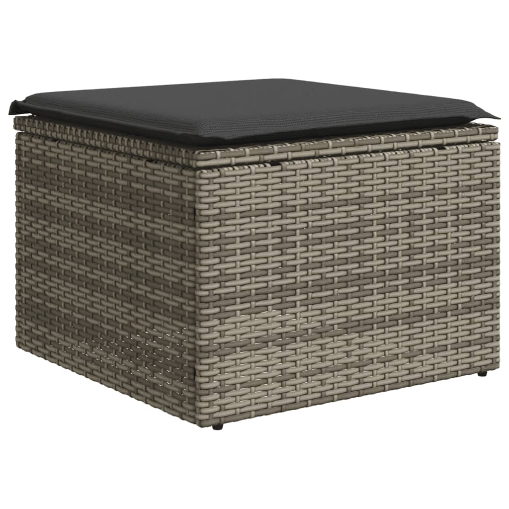 9-Delige Loungeset Met Kussens Poly Rattan Grijs