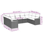 9-Delige Loungeset Met Kussens Poly Rattan Gemengd Beige