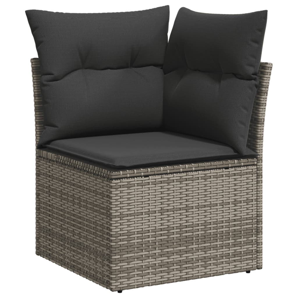 9-Delige Loungeset Met Kussens Poly Rattan Grijs