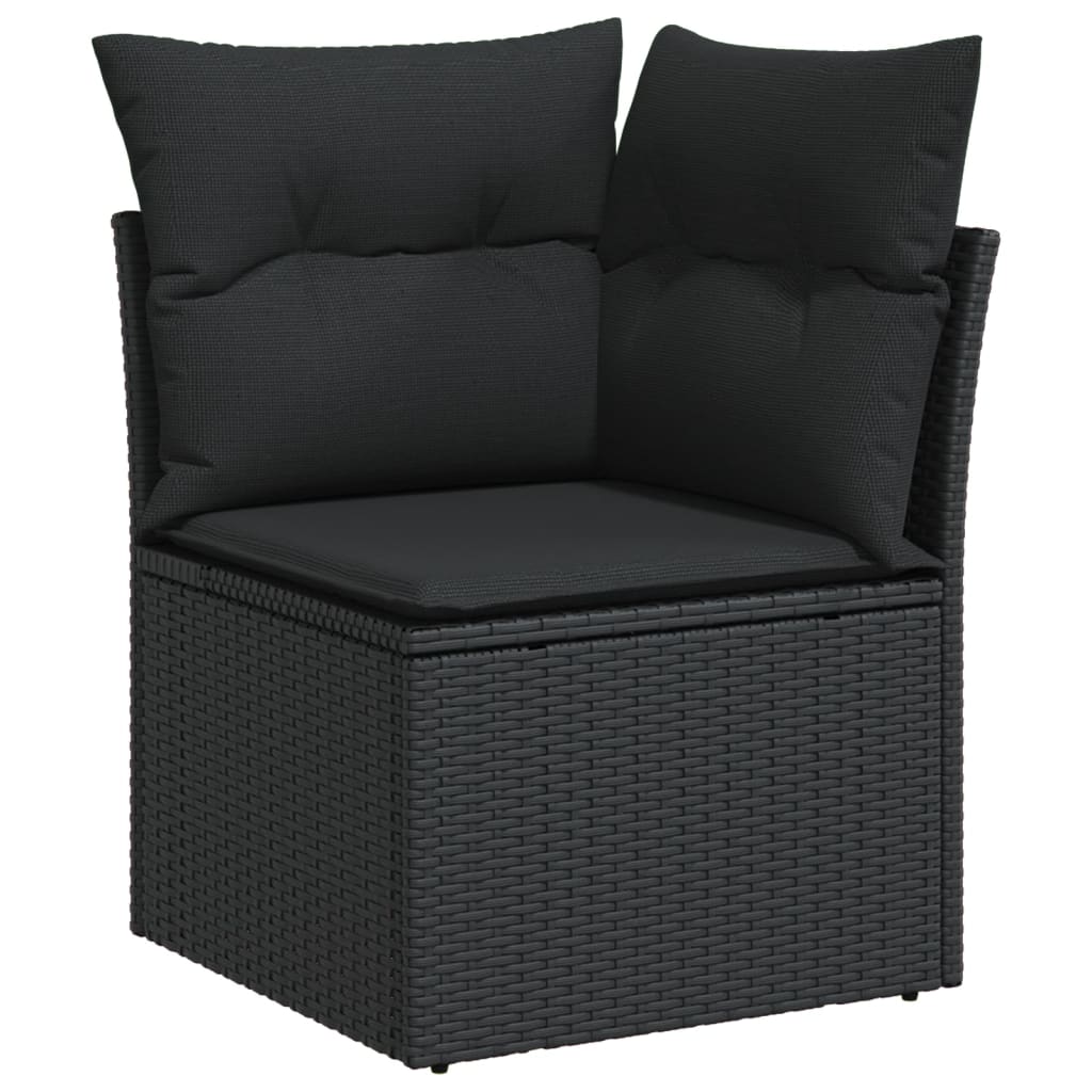 10-Delige Loungeset Met Kussens Poly Rattan Zwart