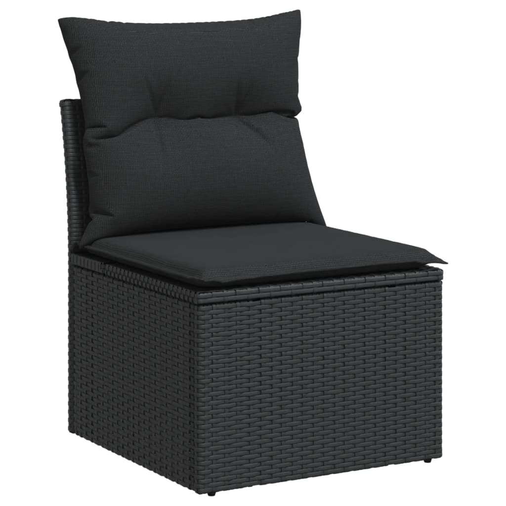 9-Delige Loungeset Met Kussens Poly Rattan Zwart