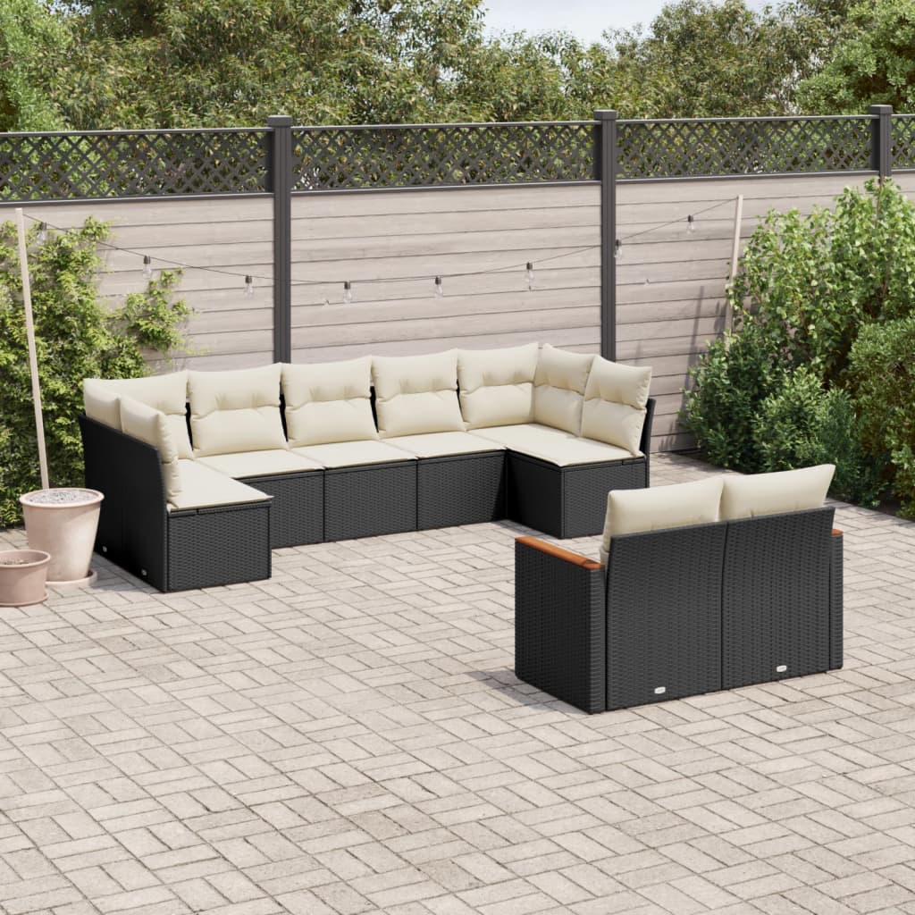 9-Delige Loungeset Met Kussens Poly Rattan