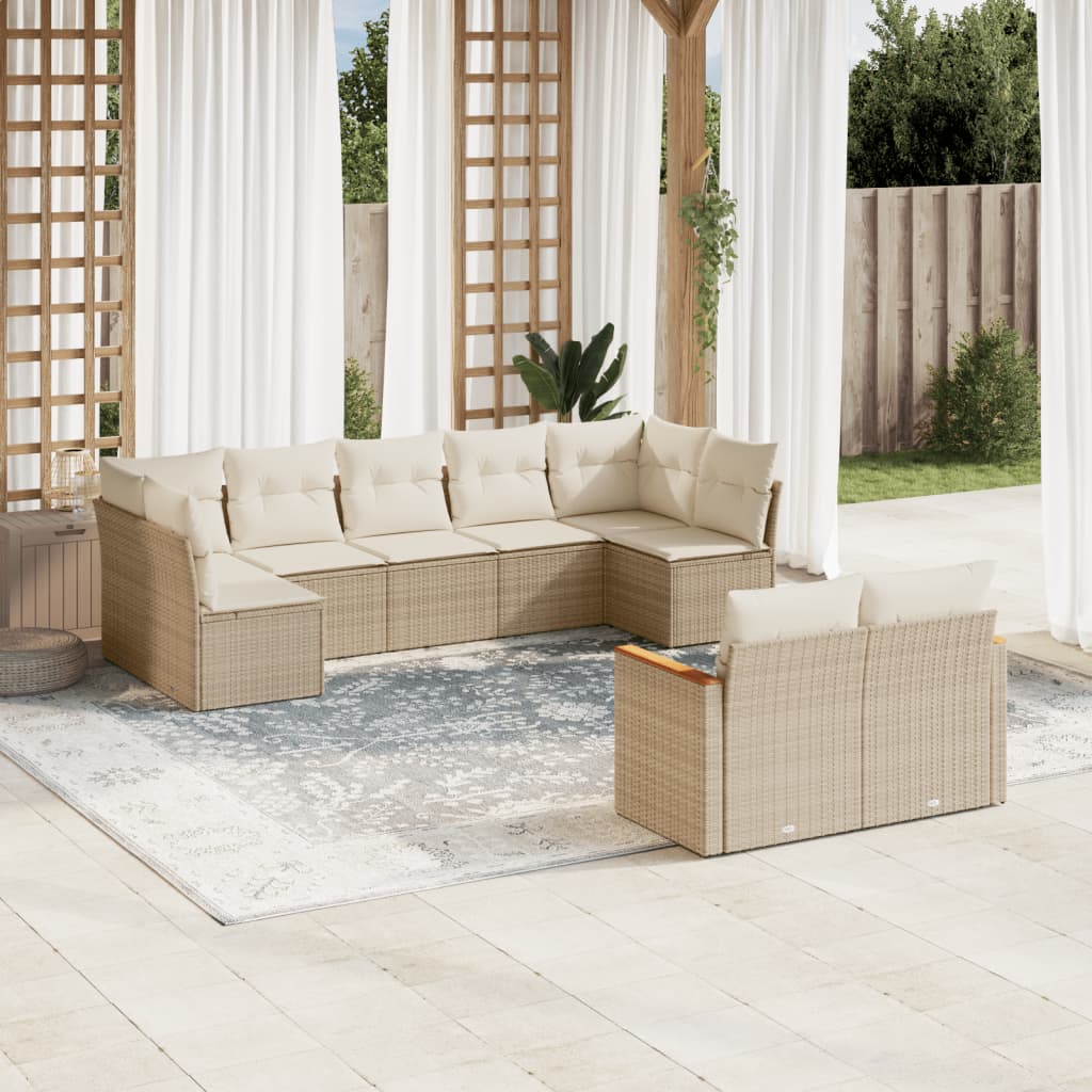 9-Delige Loungeset Met Kussens Poly Rattan