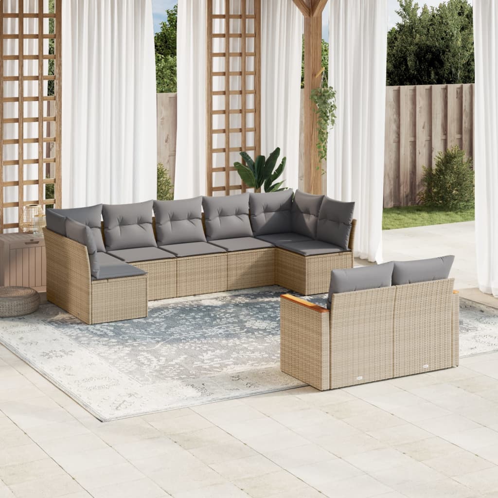 9-Delige Loungeset Met Kussens Poly Rattan