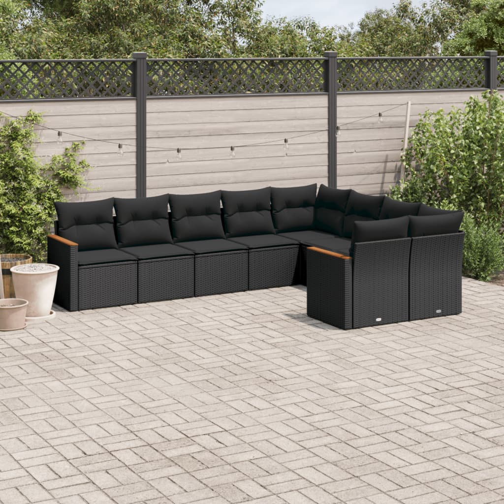 9-Delige Loungeset Met Kussens Poly Rattan