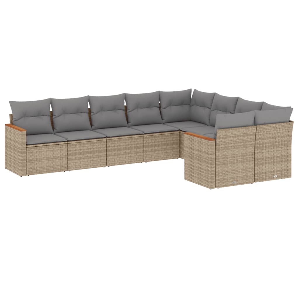 9-Delige Loungeset Met Kussens Poly Rattan