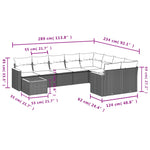 10-Delige Loungeset Met Kussens Poly Rattan Zwart