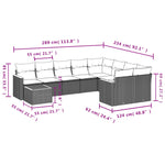 10-Delige Loungeset Met Kussens Poly Rattan Zwart