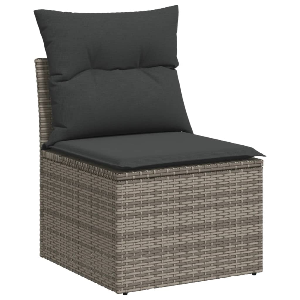 10-Delige Loungeset Met Kussens Poly Rattan Grijs