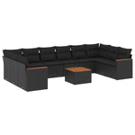 11-Delige Loungeset Met Kussens Poly Rattan Zwart