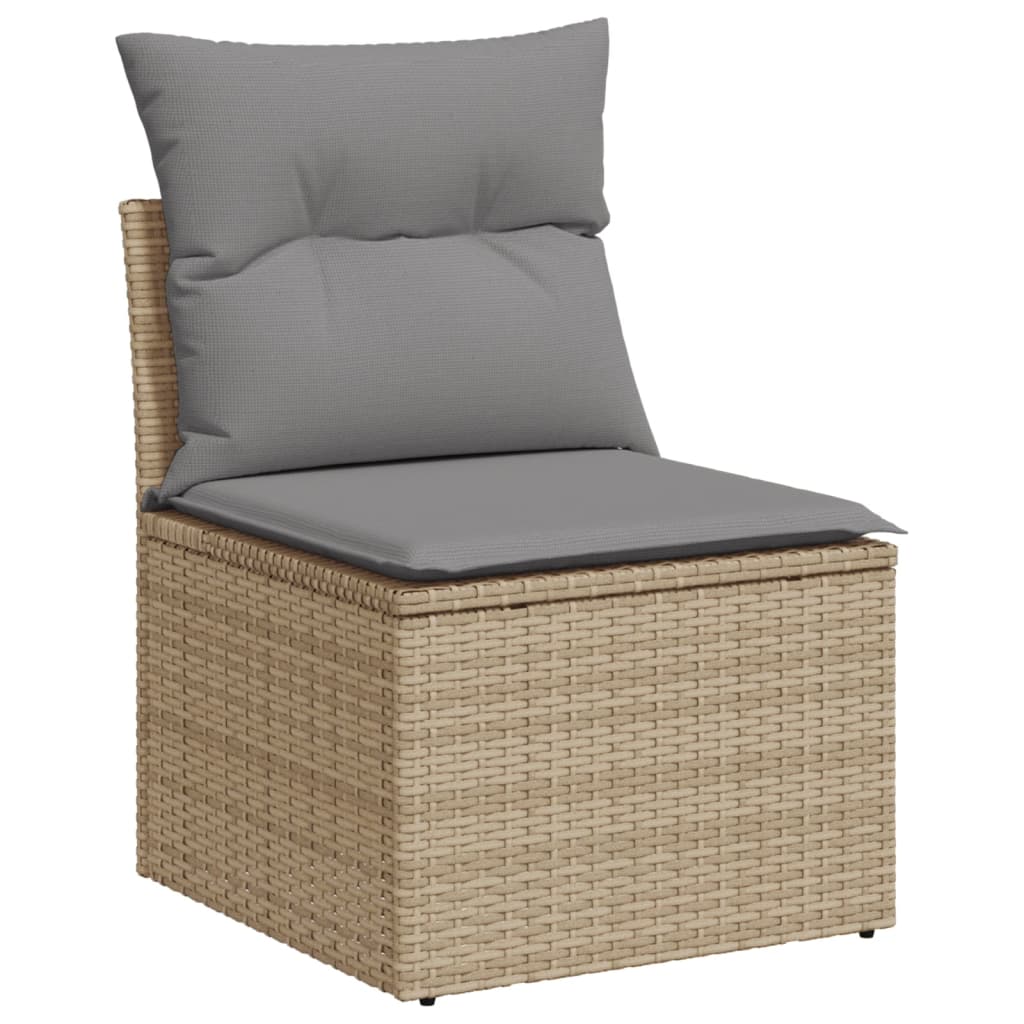 10-Delige Loungeset Met Kussens Poly Rattan Gemengd Beige