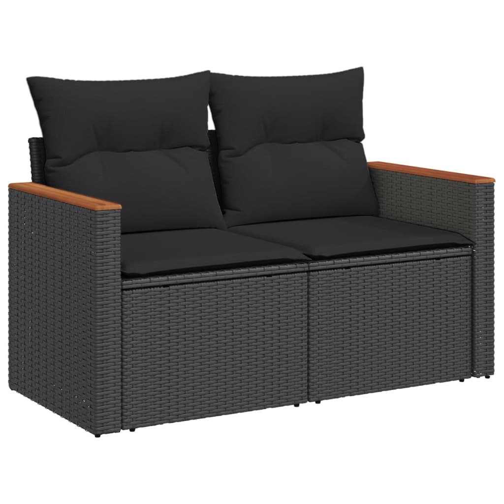 11-Delige Loungeset Met Kussens Poly Rattan Zwart