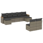 9-Delige Loungeset Met Kussens Poly Rattan Grijs