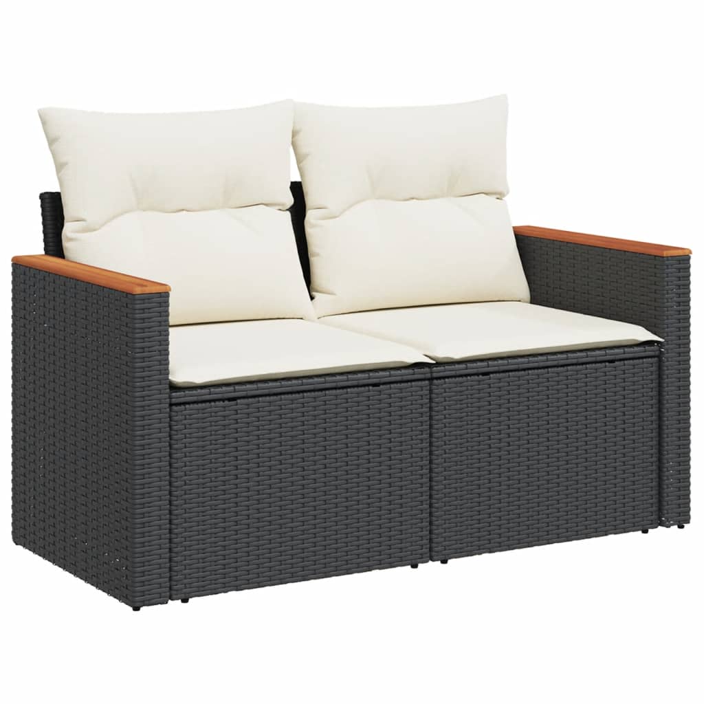 10-Delige Loungeset Met Kussens Poly Rattan Zwart