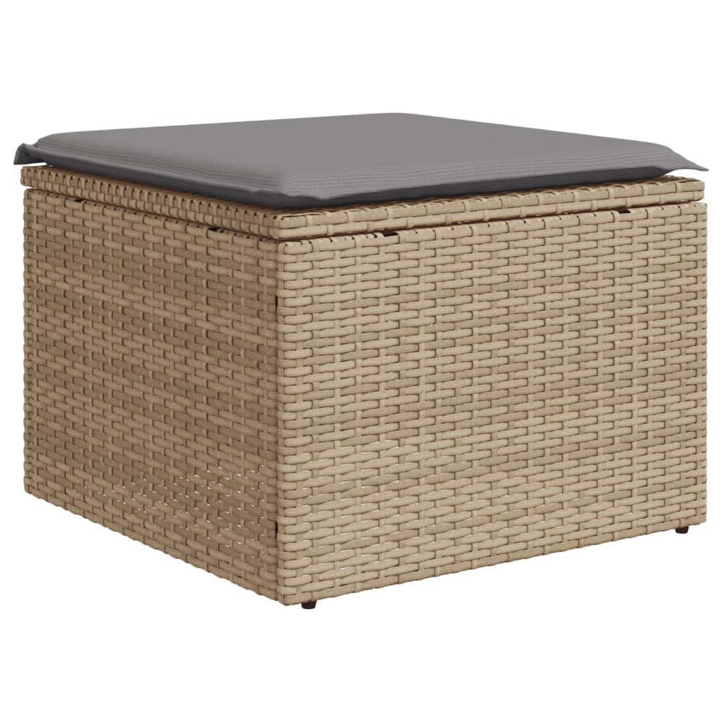 10-Delige Loungeset Met Kussens Poly Rattan Gemengd Beige