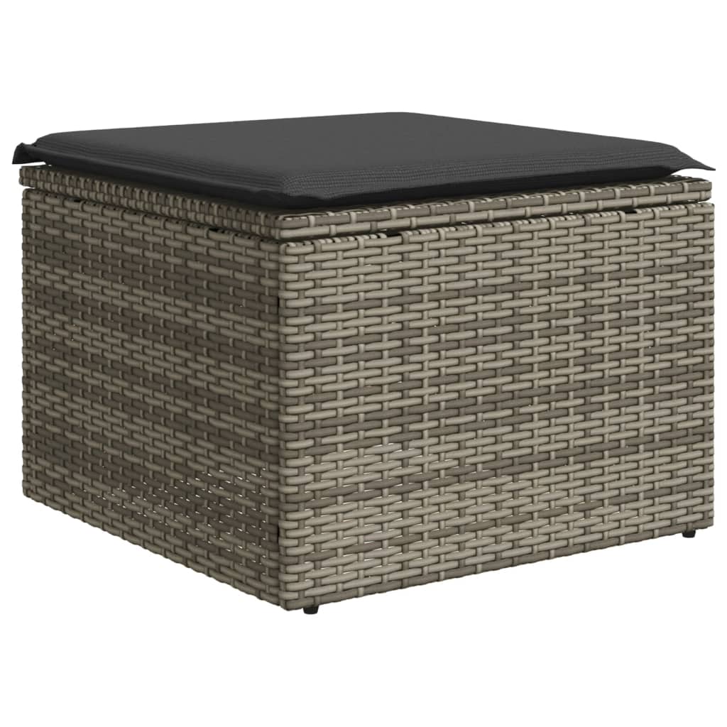 11-Delige Loungeset Met Kussens Poly Rattan Grijs