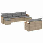 9-Delige Loungeset Met Kussens Poly Rattan Gemengd Beige