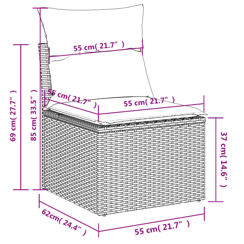 12-Delige Loungeset Met Kussens Poly Rattan Grijs