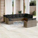 12-Delige Loungeset Met Kussens Poly Rattan Grijs