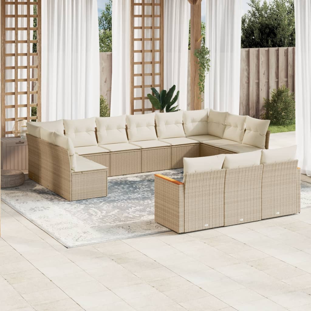 13-Delige Loungeset Met Kussens Poly Rattan