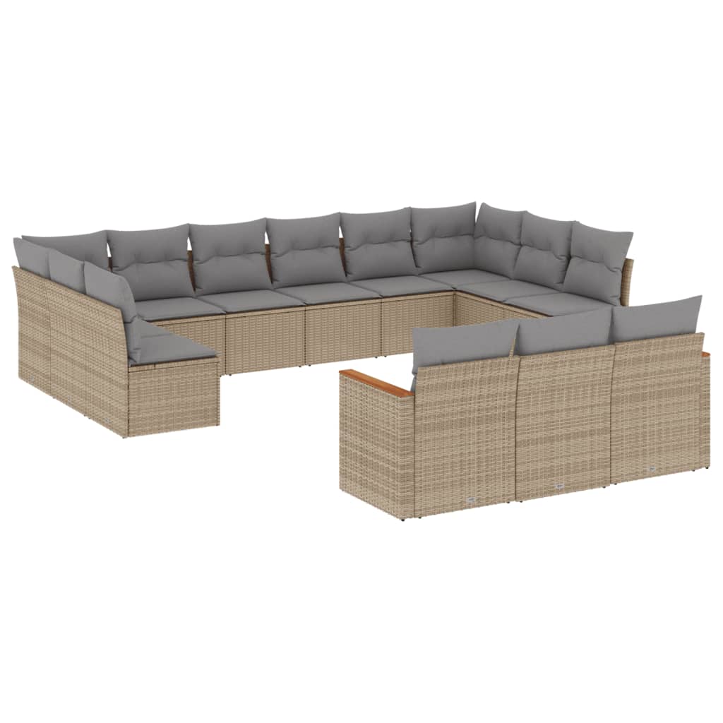 13-Delige Loungeset Met Kussens Poly Rattan